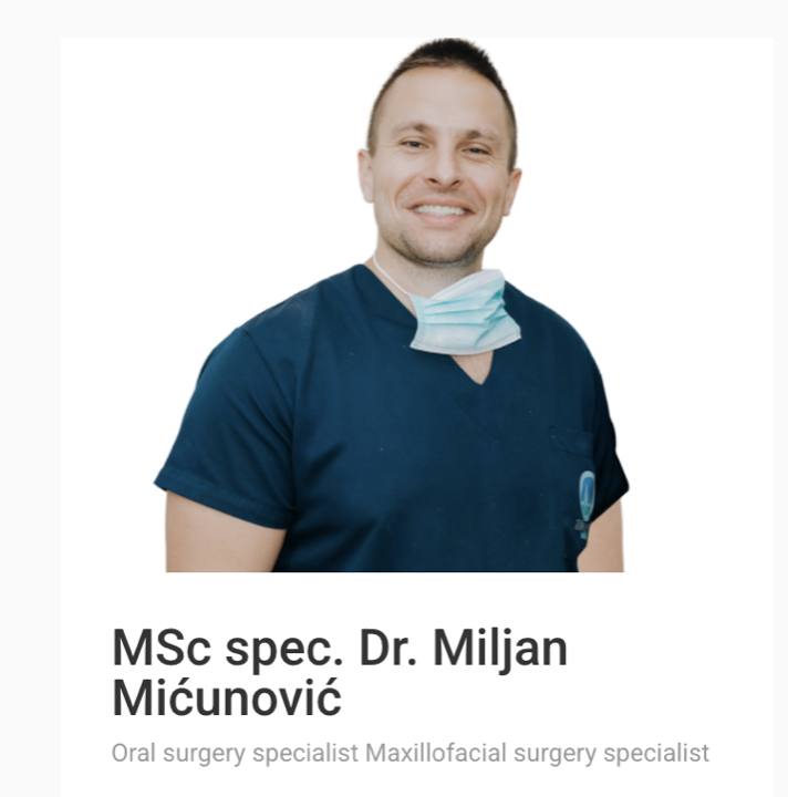MSc spec. dr Miljan Mićunović — oralni hirurg, ZAGA certifikovan